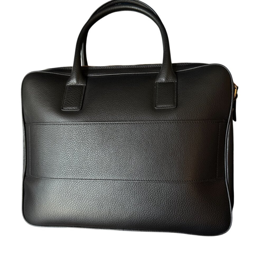 VERSACE 1013360 BLACK LEATHER MEDUSA MEDALION BRIEFCASE MESSENGER SHOULDER BAG - Picture 4 of 15